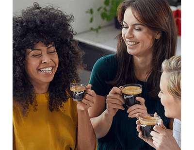senseo about us happy women drinking coffee